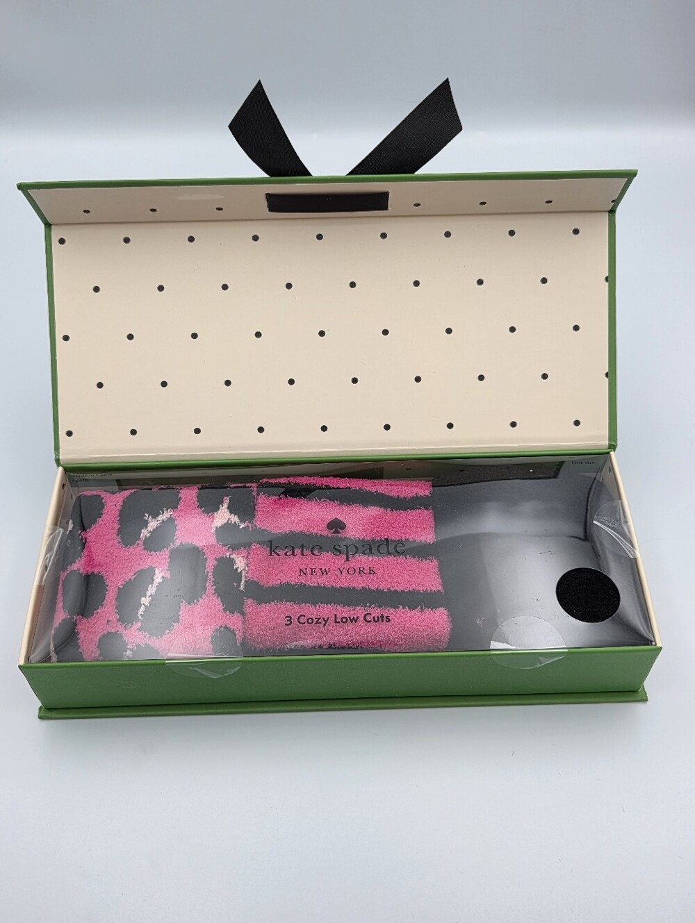 kate spade Womens Pink & Black Cozy Low Cut Sock Trio NIB